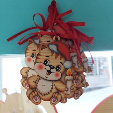Picture of CAT ORNAMENT WITH RIBBON